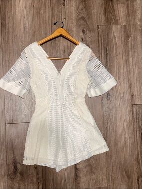State of Being White Lace & Eyelet Detail Playsuit Romper